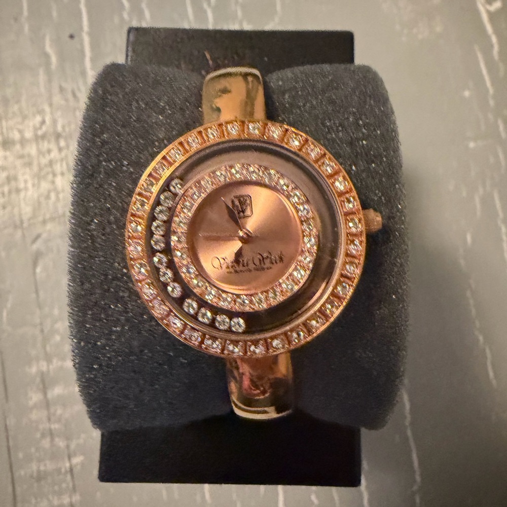 Rose Gold Crystal Cuff Bangle Watch